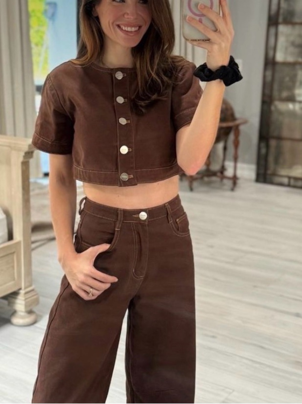 Tilla Denim Top in Chocolate